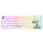 Golden Lion GM68 65% Hot-Swappable RGB Mechanical Gaming Keyboard with VIA, USB-C, and Red/Silver Switches – White