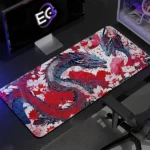 Golden lions series Mouse pad Red and White Dragon 900x400mm/4mm XL desk mousepad full view