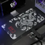 Golden lions series Mouse pad black and Gray DS 900x400mm/4mm XL desk mousepad full view
