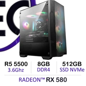 Powerful Gaming PC Ryzen 5 5500 RX580 build with 8GB DDR4 and 512GB NVMe