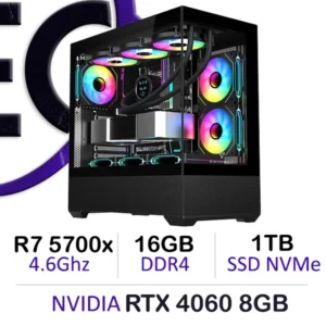 Powerful Gaming PC Ryzen 7 5700X RTX 4060 8GB 16GB RAM 1TB SSD