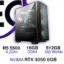 PC Gamer with AMD R5 5500, RTX 3050 6GB, 16GB RAM, and 512GB SSD RGB case