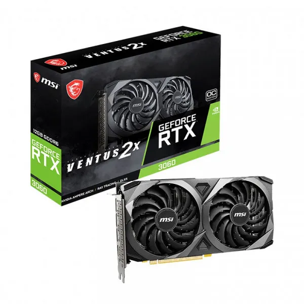 MSI GeForce RTX 3060 VENTUS 2X OC dual fan graphics card with 12GB GDDR6