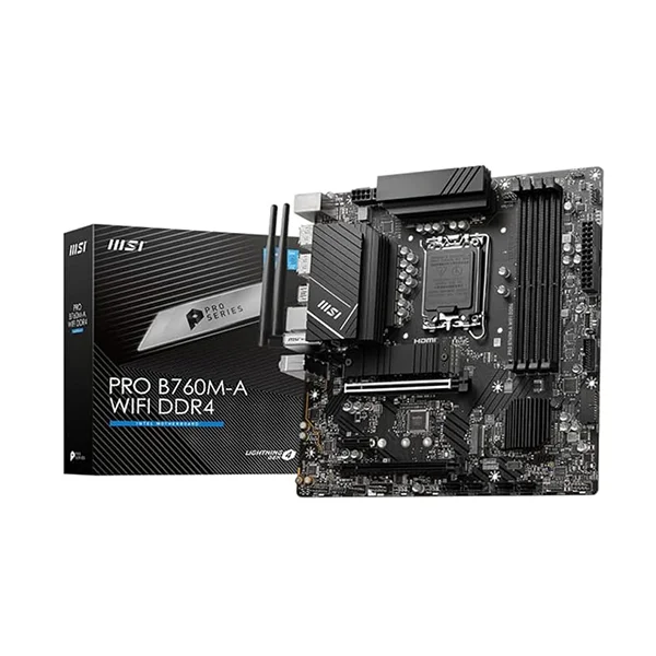 MSI PRO B760M-A WIFI DDR4 motherboard with Intel B760 chipset and wireless connectivity