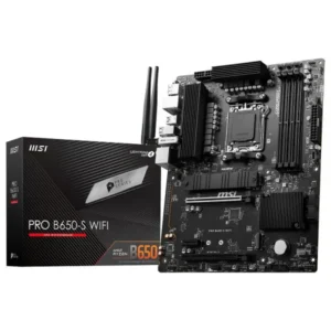 MSI PRO B650-S WIFI Motherboard with AM5 socket, DDR5 support, and built-in WiFi 6E