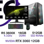 Setup Game Complete Gaming PC with Ryzen 5 3500X, RTX 3060 12GB graphics, 16GB DDR4 RAM, and 512GB NVMe SSD