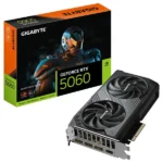 Gigabyte GeForce RTX 5060 WINDFORCE OC 8G graphics card with efficient cooling and powerful performance for gaming and content creation.