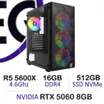 Powerful Gaming PC Ryzen 5 5600 RTX 5060 with 16GB DDR4 and 512GB NVMe
