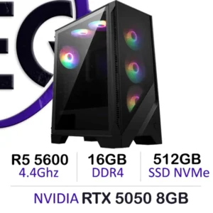 Powerful Gaming PC Ryzen 5 5600 with RTX 5050 and 16GB DDR4 RAM