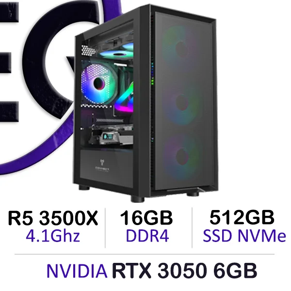 Powerful Gaming PC Ryzen 5 3500X with RTX 3050 and 16GB DDR4 RAM