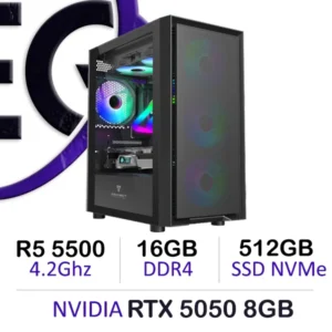 Powerful Gaming PC Ryzen 5 5500 with RTX 5050 and 16GB RAM