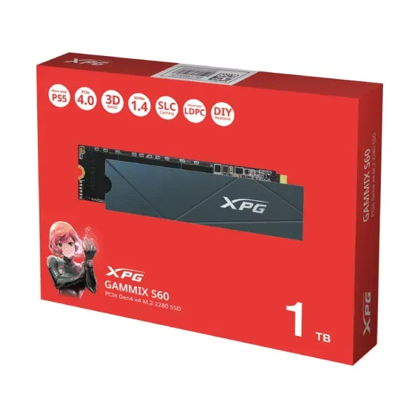 XPG Gammix S60 1TB M.2 PCIe Gen4 NVMe SSD in black