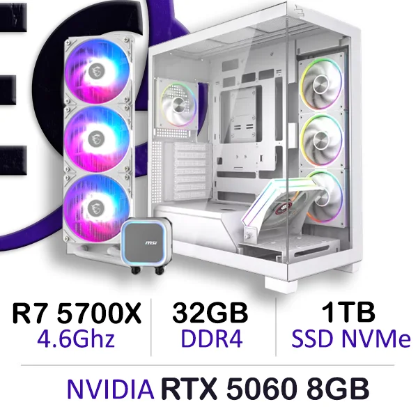 Ultra PC Series desktop with Ryzen 7 5700X and RTX 5060 graphics card