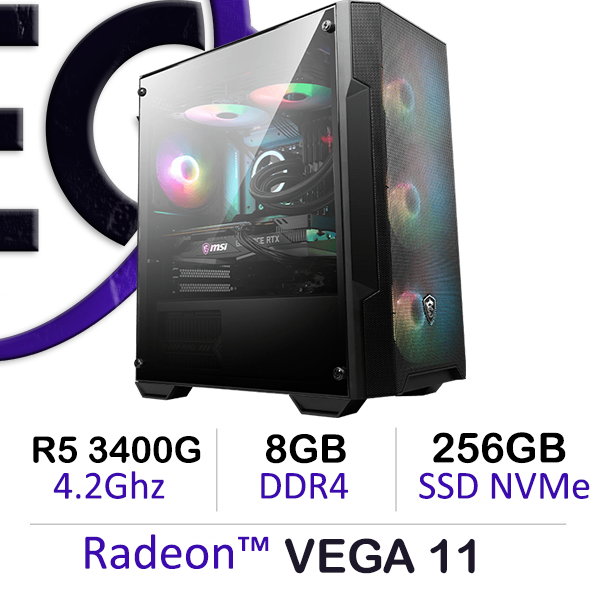 Upgradeable Gaming PC – Ryzen 5 3400G | Vega 11 | 8GB DDR4 | 256GB NVMe