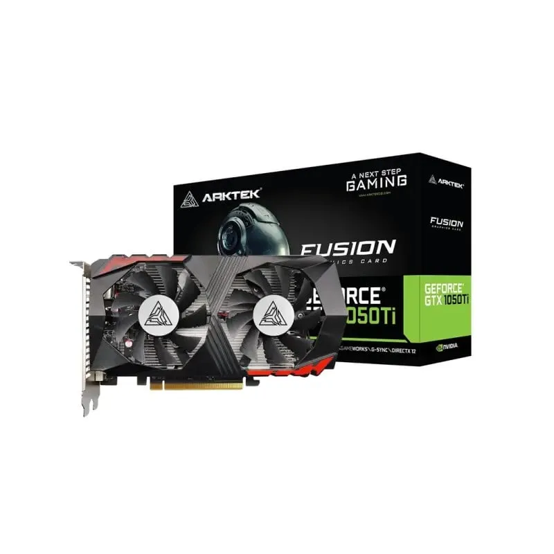 ARKTEK GTX 1050 Ti 4GB GDDR5 graphics card for 1080p gaming, powered by NVIDIA Pascal architecture for smooth gameplay.