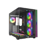 NOVA OPERATOR P28511 BLACK mid-tower gaming PC case with tempered glass and ARGB lighting