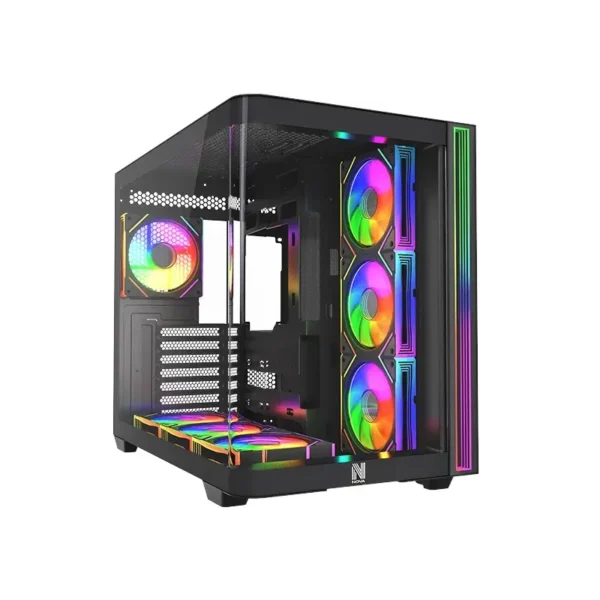 NOVA OPERATOR P28511 BLACK mid-tower gaming PC case with tempered glass and ARGB lighting