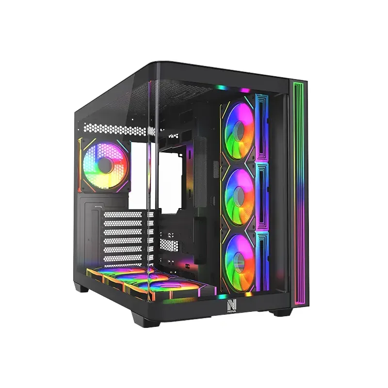 NOVA OPERATOR P28511 BLACK mid-tower gaming PC case with tempered glass and ARGB lighting