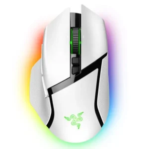 Razer Basilisk V3 Pro Blanc wireless gaming mouse with RGB Chroma lighting