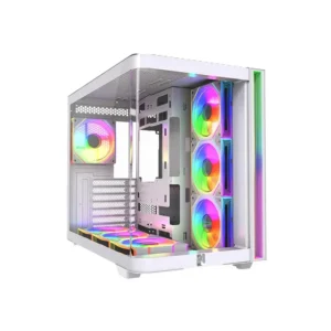 NOVA OPERATOR P28511 WHITE mid-tower gaming PC case with tempered glass side panel and ARGB fans