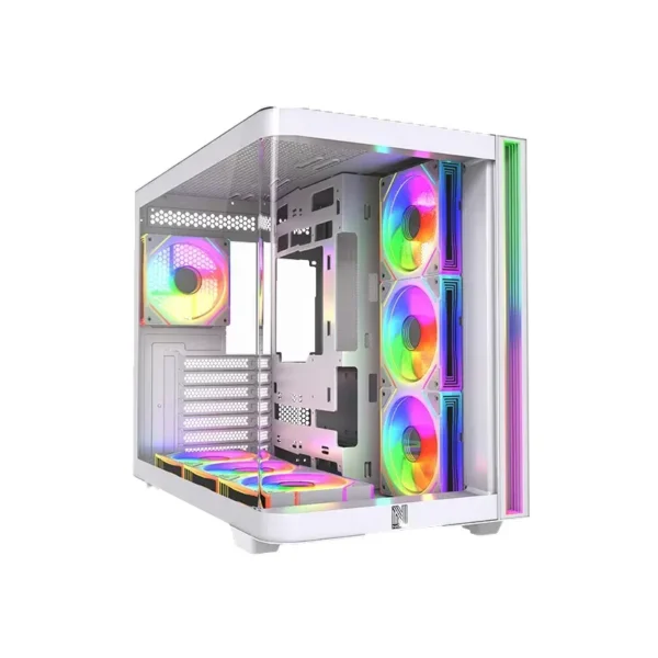 NOVA OPERATOR P28511 WHITE mid-tower gaming PC case with tempered glass side panel and ARGB fans