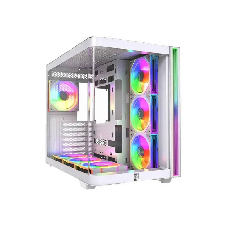 NOVA OPERATOR P28511 WHITE mid-tower gaming PC case with tempered glass side panel and ARGB fans