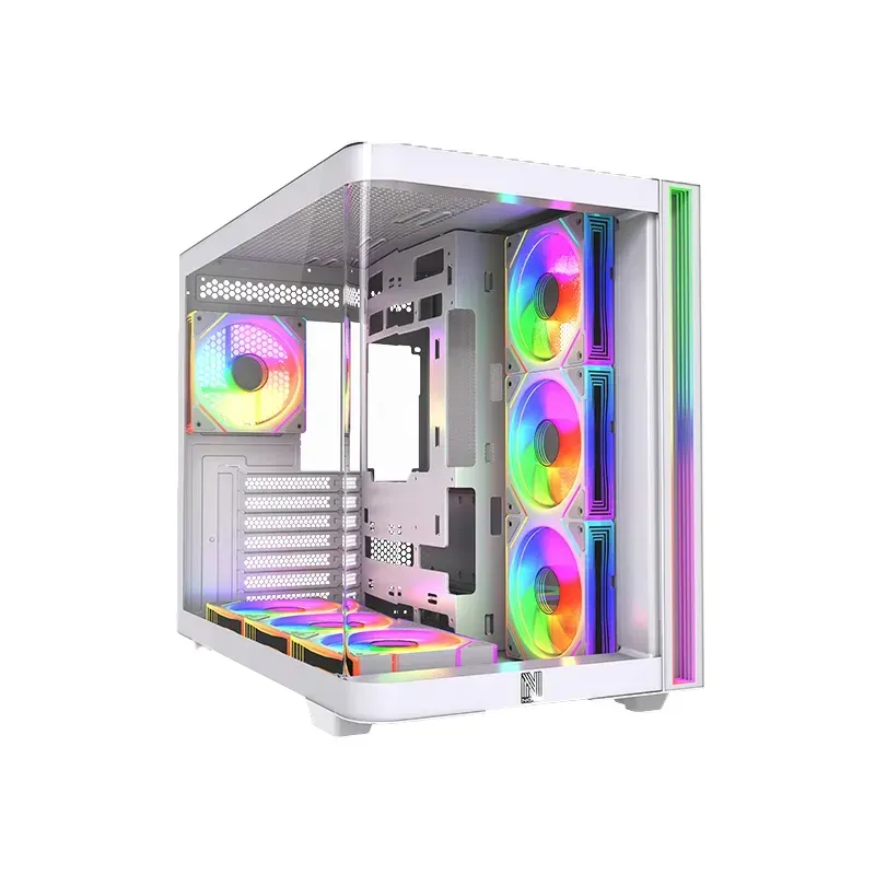 NOVA OPERATOR P28511 WHITE mid-tower gaming PC case with tempered glass side panel and ARGB fans