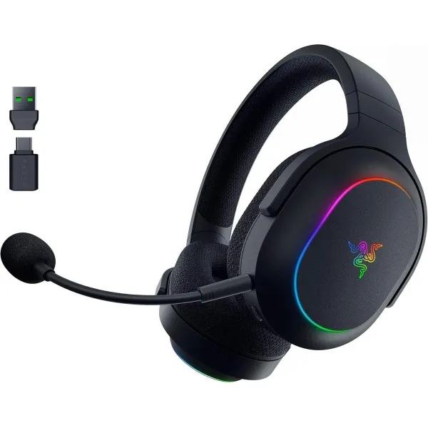 Razer Barracuda X Chroma wireless gaming headset with RGB lighting and detachable microphone