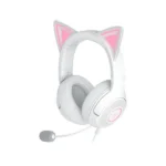 Razer Kraken Kitty V2 White gaming headset with glowing kitty ears and RGB lighting