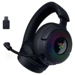 Razer Kraken V4 gaming headset with RGB lighting, TriForce Titanium drivers, and wireless connectivity