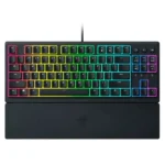 Razer Ornata V3 TKL gaming keyboard with RGB lighting and ergonomic wrist rest