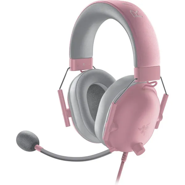Razer BlackShark V2 X Quartz gaming headset with pink finish and cardioid microphone