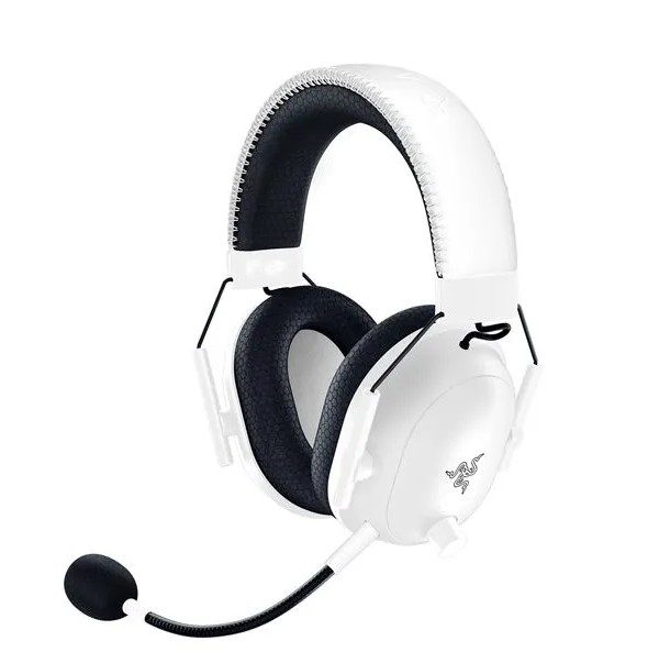 Razer BlackShark V2 HyperSpeed White wireless gaming headset with detachable mic and sleek lightweight design