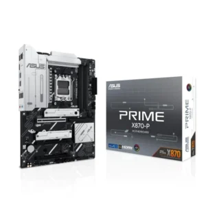 ASUS PRIME X870-P ATX motherboard with PCIe 4.0 support, enhanced cooling, and compatibility with AMD Ryzen processors for powerful gaming and productivity builds.