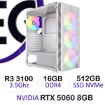 Powerful Gaming PC White Ryzen 3 3100 RTX 5060 with 16GB DDR4 and 512GB NVMe