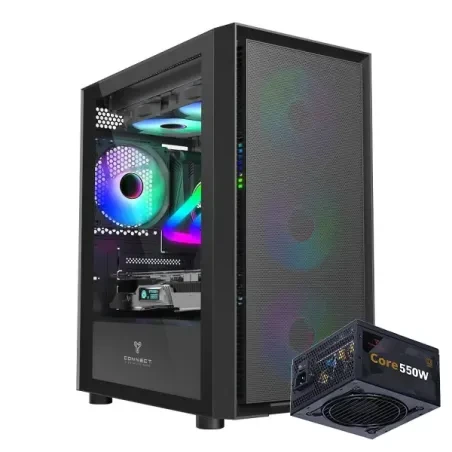 CONNECT AIRBOOST ARGB gaming case with CONNECT PSU 550W power supply