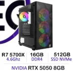 Powerful Gaming PC Ryzen 7 5700X RTX 5050 with 16GB DDR4 and 512GB NVMe
