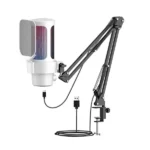 M8 USB Gaming Condenser Microphone White for gaming and streaming