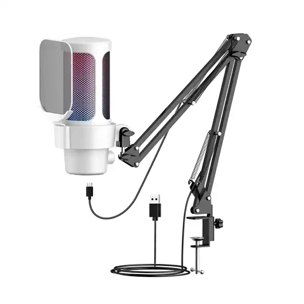 M8 USB Gaming Condenser Microphone White for gaming and streaming