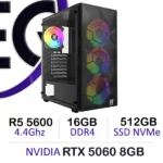 Powerful Gaming PC Ryzen 5 5600 RTX 5060 with 16GB DDR4 and 512GB NVMe