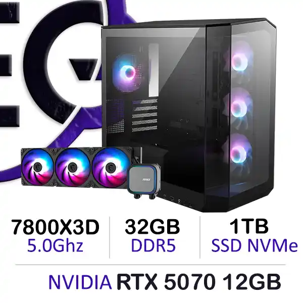 Ryzen 7 7800X3D RTX 5070 Gaming PC with 32GB DDR5 and 1TB NVMe storage