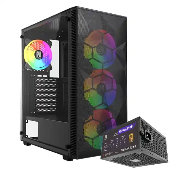 NOVA VANDAL V2 Black case with NOVA 550W Bronze 80+ power supply