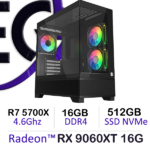 Ryzen 7 5700X RX 9060XT Gaming PC with 16GB DDR4 and 512GB NVMe SSD