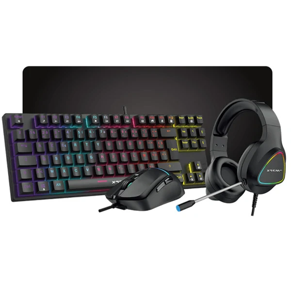 XTRMLAB XGC-870 Mechanical Combo 4in1 gaming keyboard, mouse, headset, and mousepad set.