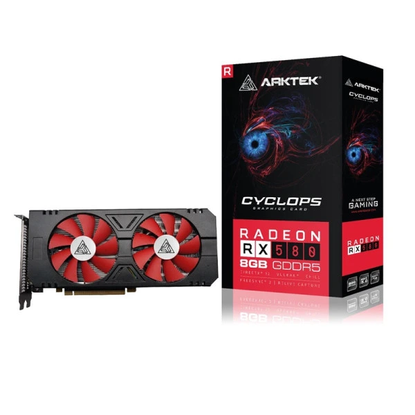 ARKTEK AMD RADEON RX 580 8Go GDDR6 graphics card with 8GB GDDR6 memory.