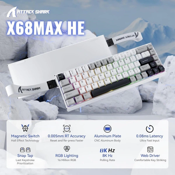 attack shark x68max he magnetic switch star white4