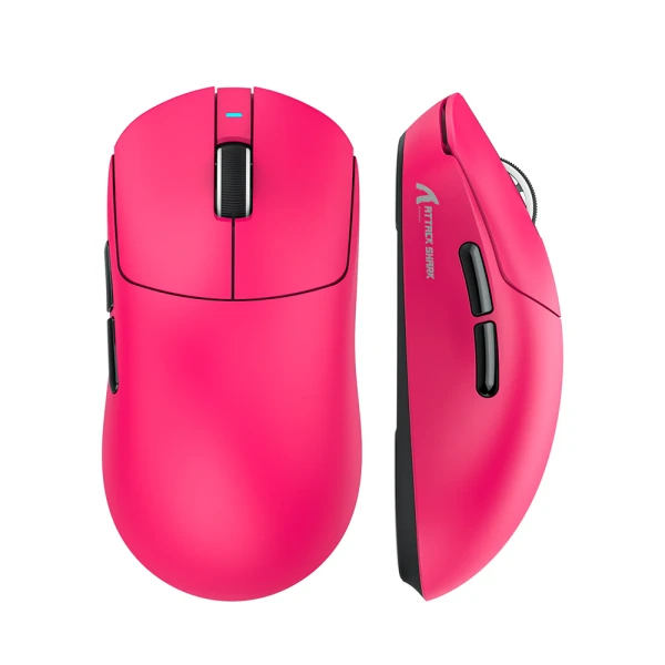 ATTACK SHARK X8SE berry red wireless gaming mouse with ergonomic shape and vibrant matte finish