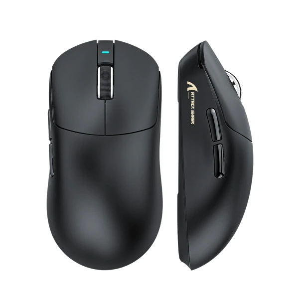 ATTACK SHARK X8SE black wireless gaming mouse with ergonomic shape and dual-mode connectivity