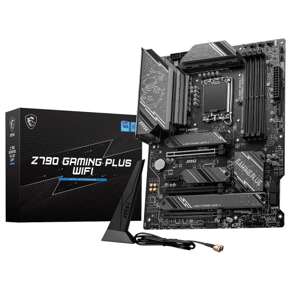 MSI Z790 GAMING PLUS WIFI motherboard with Intel Z790 chipset, DDR5 support, and Wi-Fi 6E.