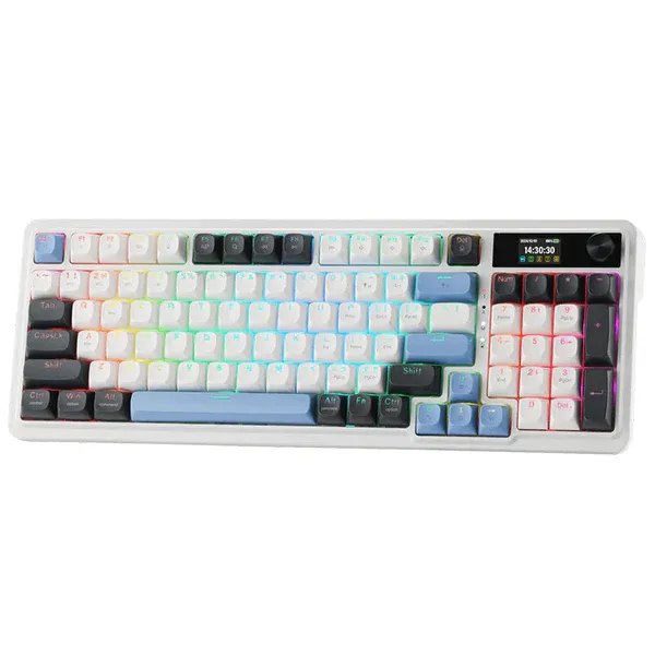 Redragon Galatin PRO K719 Wireless mechanical keyboard in Glacier Azure with RGB lighting.